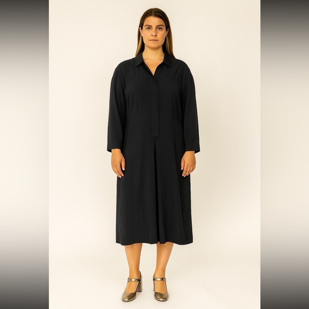 Max Mara Weekend Marine Navy Shirt Dress Long Sleeve Button Down